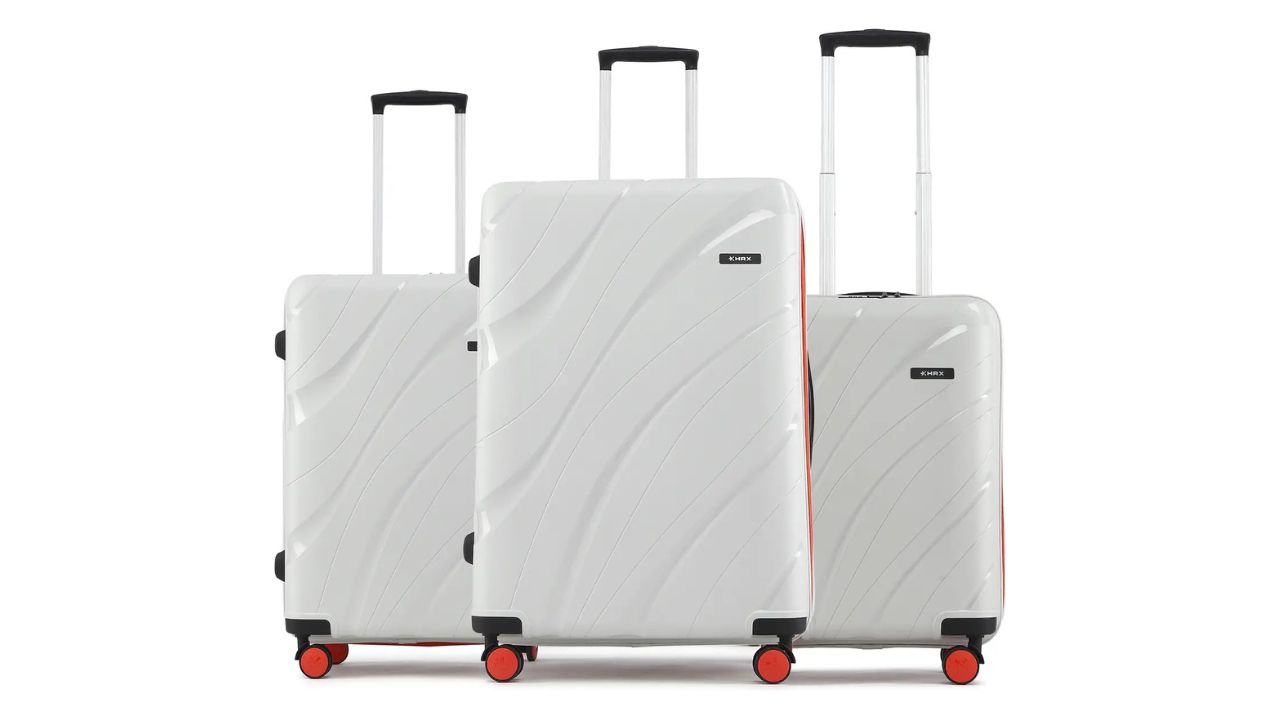 HRX by Hrithik Roshan Hard Body Set of 3 Luggage 8 Wheels – Silver