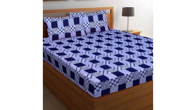 Home Garage Microfiber Double Flat 141 TC Checkered Bedsheet