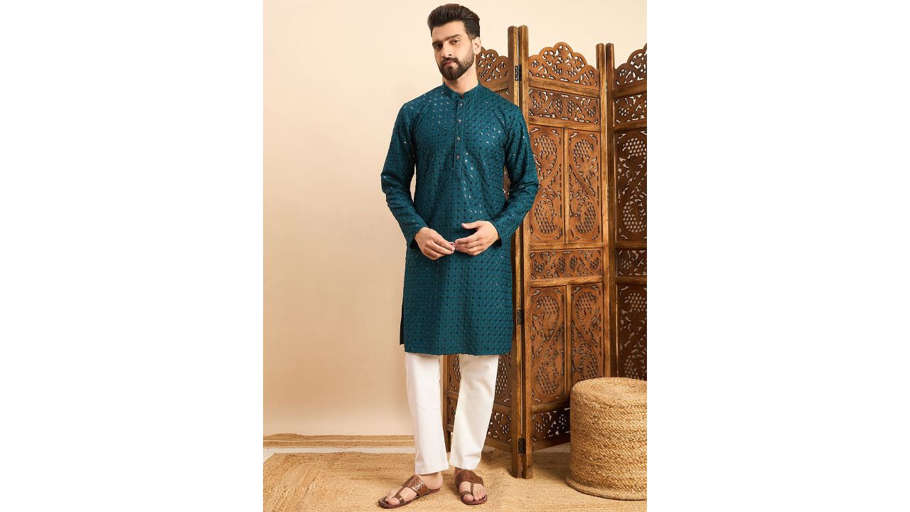 House of Pataudi Embroidered Straight Kurta