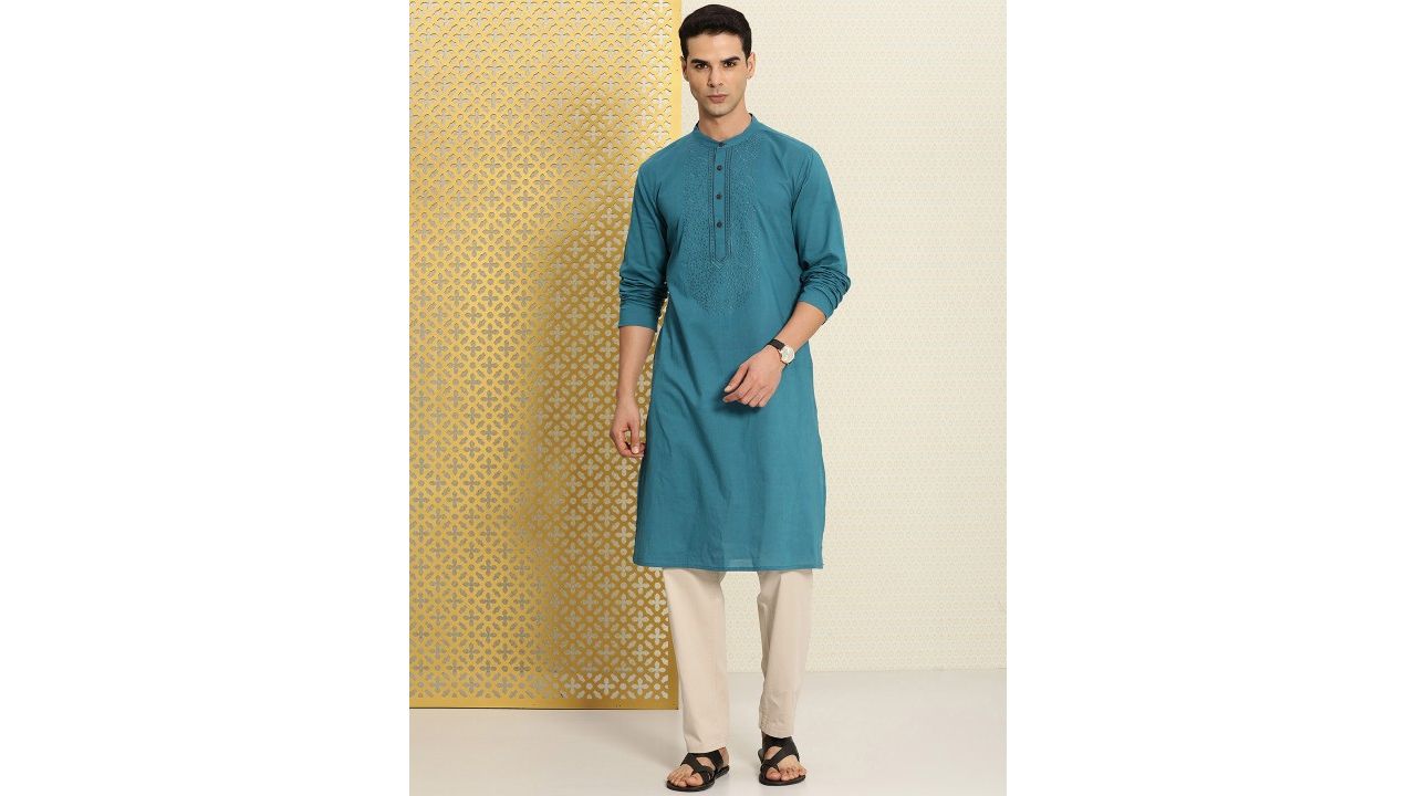 House of Pataudi Floral Yoke Design Jashn Kurta