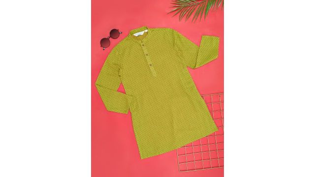 Indus Route by Pantaloons Boys Geometric Printed Dobby Weave Pure Cotton Straight Kurta