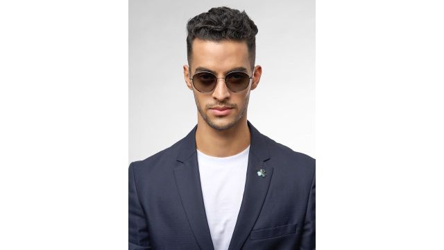 John Jacobs Unisex Green Lens & Silver-Toned Round Sunglasses