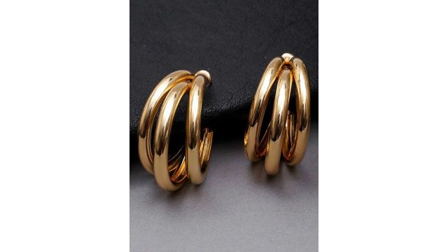 KARATCART Gold-Plated Handcrafted Hoop Earrings