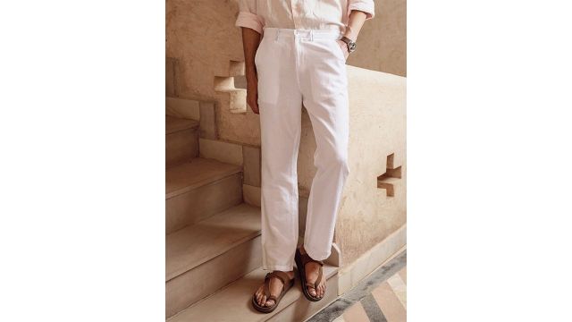 KINGDOM OF WHITE Men Relaxed Fit Linen Trousers