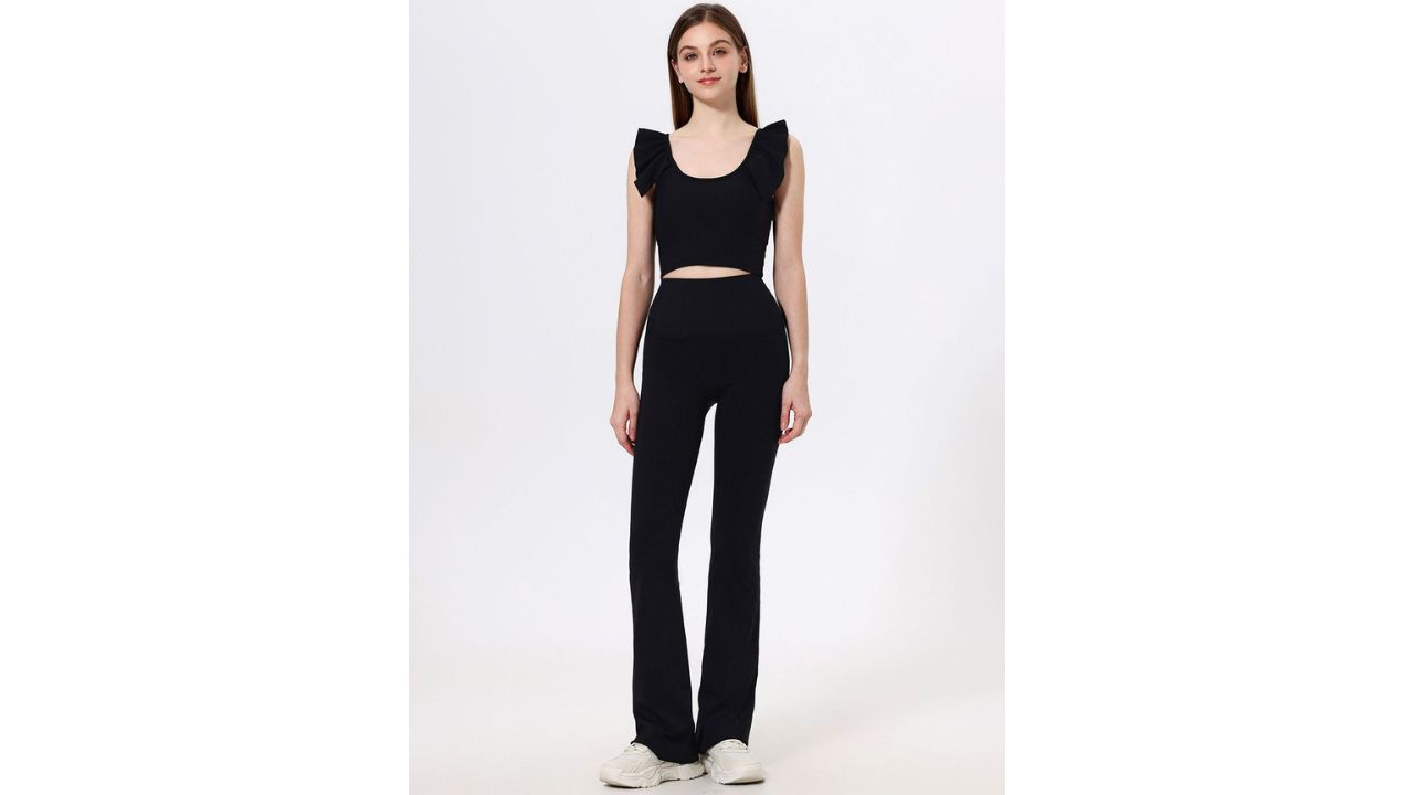 LULU & SKY Women Flared High-Rise Trousers