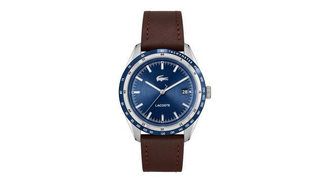 Lacoste Men Everett Leather Straps Analogue Tachymeter Watch 2011310