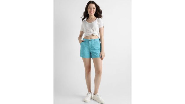 Lee Women Mid Rise Slim Fit Denim Shorts