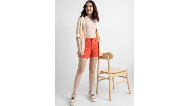 Lee Women Slim Fit Mid Rise Shorts