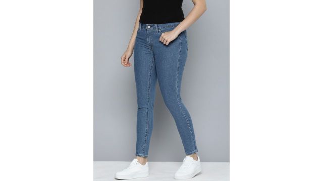Levis Women Mid Rise 711 Skinny Fit Light Fade Jeans