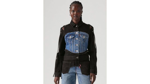 Levis Women Spread Collar Colourblocked Denim Jacket