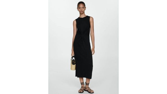 MANGO Twisted Sheath Midi Dress