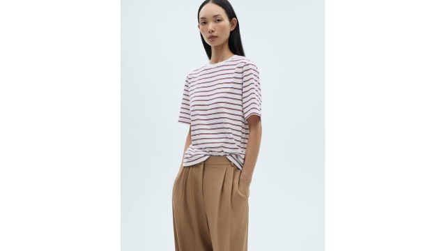 MANGOStriped Drop-Shoulder Sleeve T-shirt