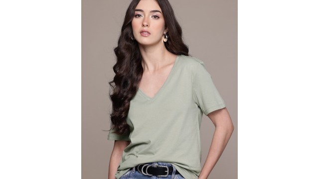 MANGOV-Neck Pure Cotton T-shirt