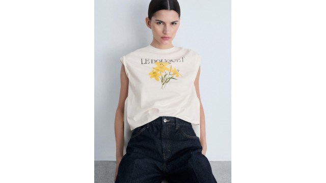 MANGOWomen Floral Printed Extended Sleeves Pure Cotton T-shirt