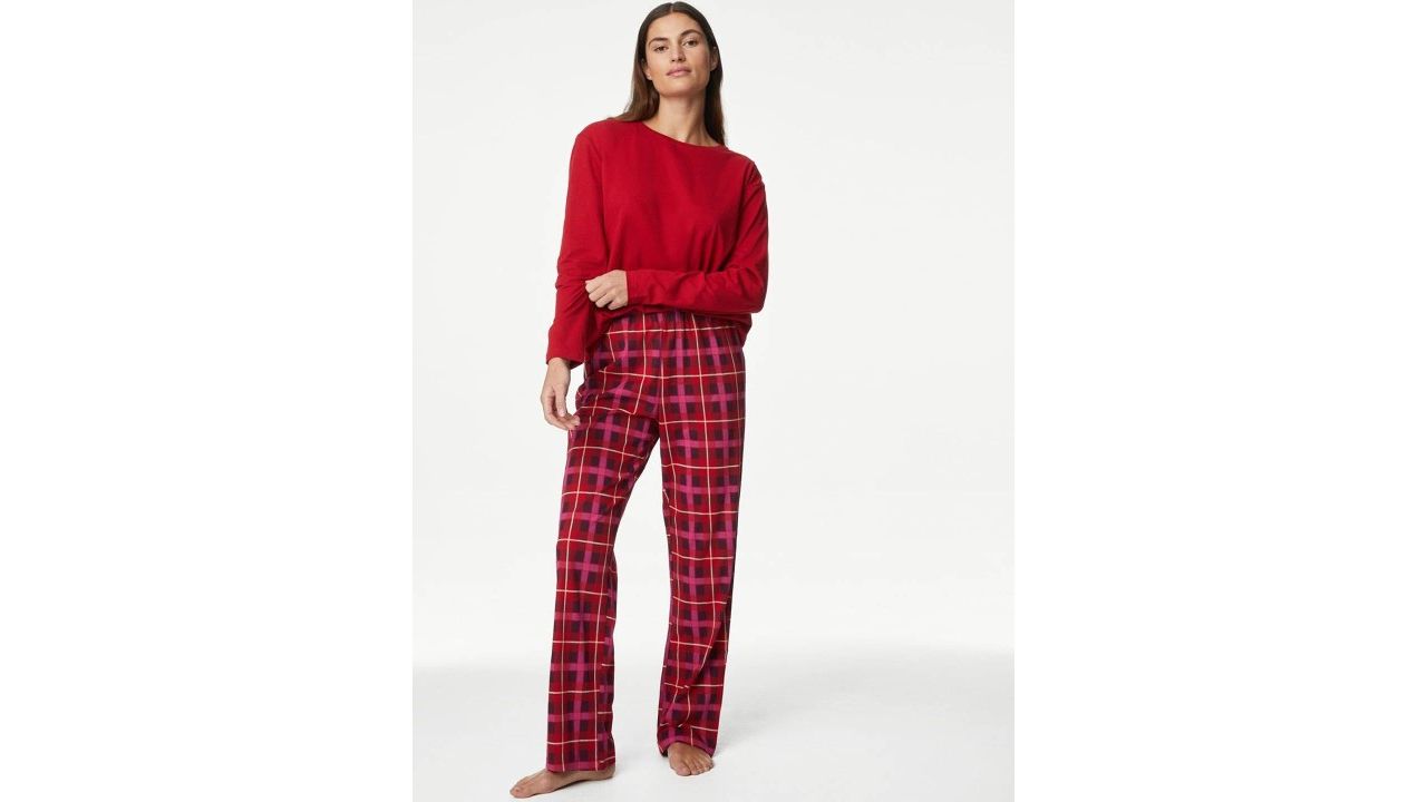 Marks & Spencer Women Checked Printed Night Suit