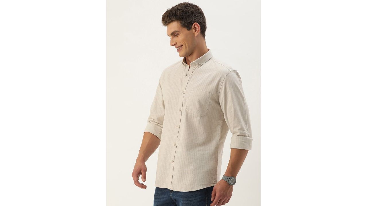 Mast & Harbour Men Standard Opaque Striped Casual Shirt