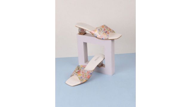 Metro Open Toe Printed Block Heels