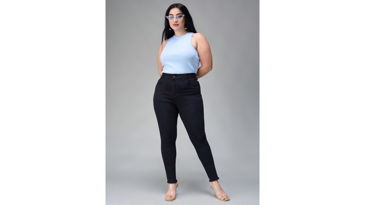 Miss Chase A+ Women Plus Size Skinny Fit High-Rise Jeans