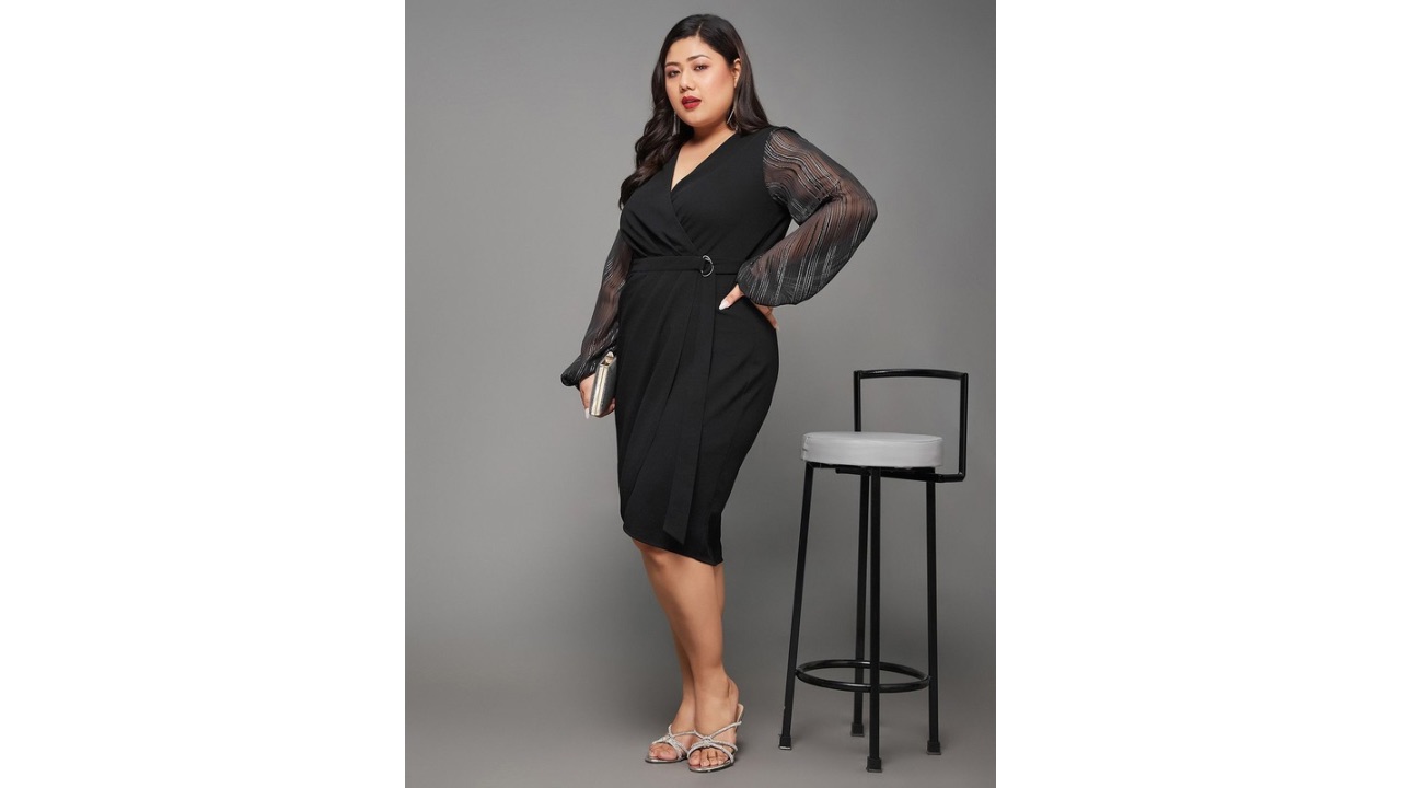 Miss Chase A+Plus Size Georgette Wrap Dress