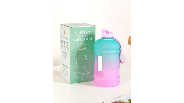 Nestasia Aquaburst Pink Colourblocked Plastic Spill Proof Water Bottle - 2.2L