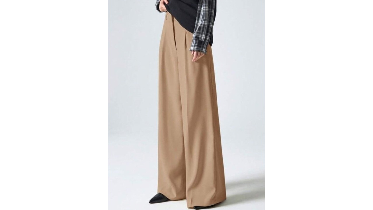 Next OneWomen Solid Smart Regular Fit High-Rise Pleated Korean Pants Trousers