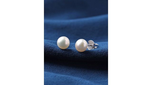 Ornate Jewels 925 Sterling Silver 7 MM Freshwater Pearl Stud Earrings