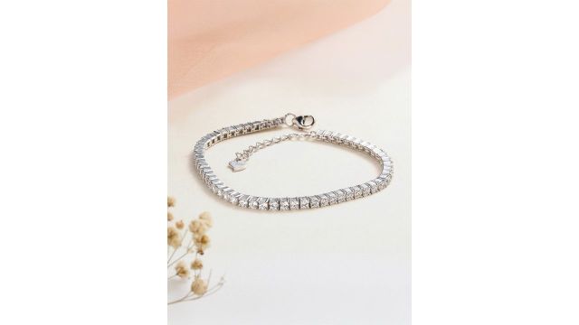Ornate Jewels 925 Sterling Silver American Diamond Tennis Bracelet
