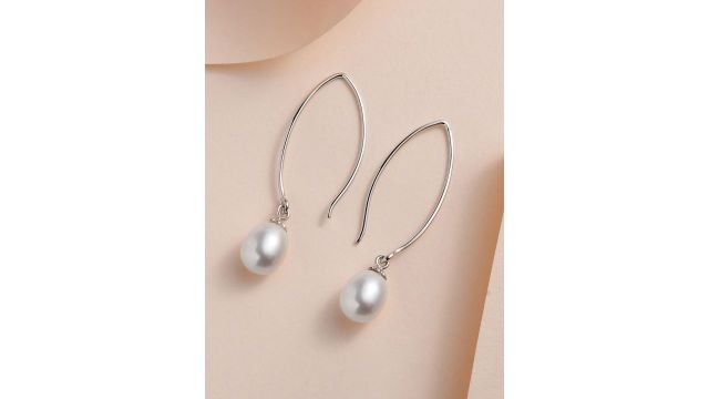 Ornate Jewels 925 Sterling Silver Freshwater Pearl Drop Earrings