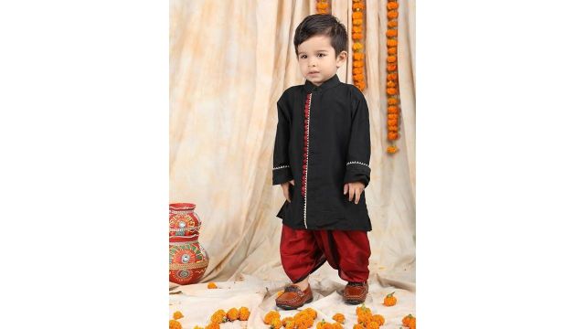 POLKA TOTS Elegant Traditional Dhoti Kurta Set