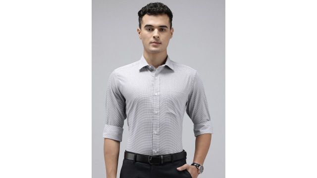 Park Avenue Checked Formal Shirt (Grey)