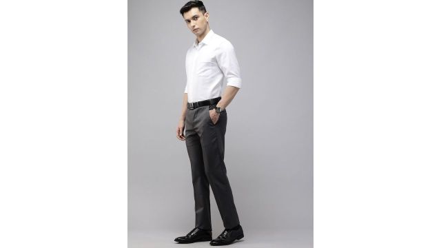 Park Avenue Men Slim Fit Formal Trousers (Charcoal - Version 1)