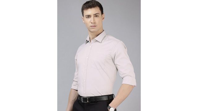 Park Avenue Textured Slim Fit Formal Shirt (Grey)