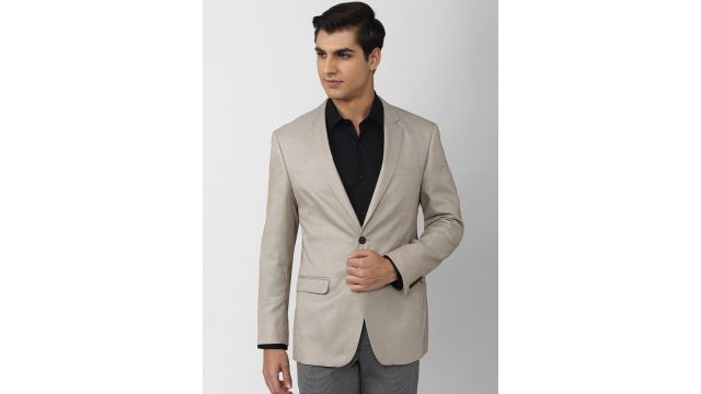Peter England Elite Men Single-Breasted Formal Blazer