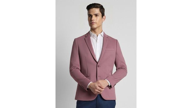 Peter England Elite Self-Design Single-Breasted Slim-Fit Formal Blazer