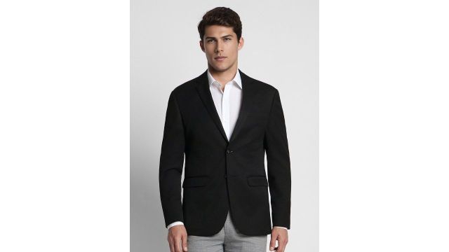 Peter England Men Black Solid Slim-Fit Single-Breasted Blazer