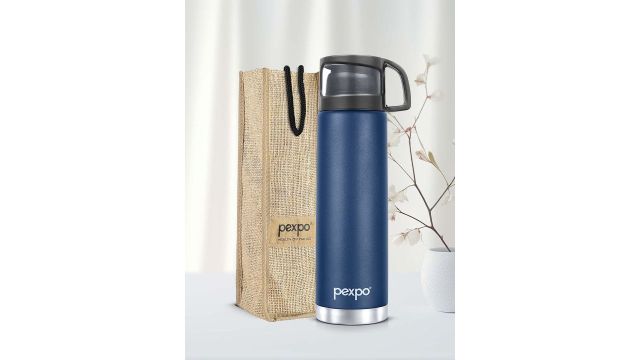 Pexpo Navy Blue Solid Stainless Steel Spill Proof Flask - 1L