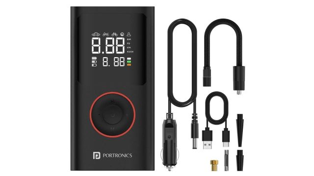 Portronics Vayu, POR 1480 150 psi Tyre Air Pump for Car & Bike