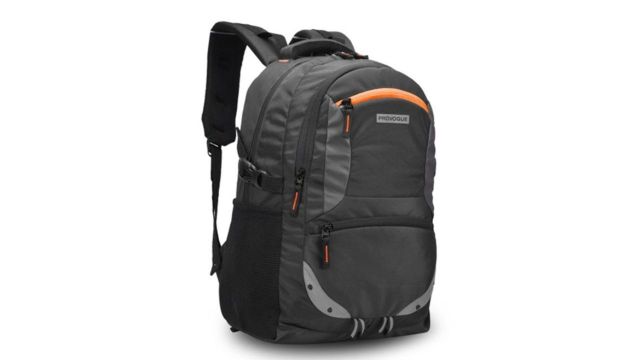 Provogue Unisex Black & Grey Brand Logo Backpack With Reflective Strip 31L