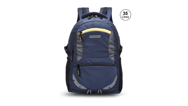 Provogue Unisex Navy Blue Contrast Detail Backpack with Reflective Strip 31L