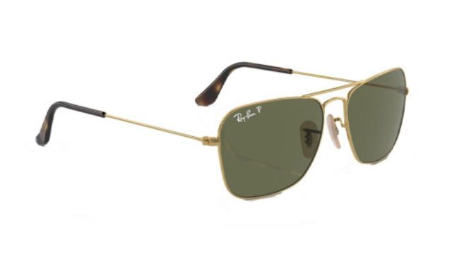 RAY-BAN Men Polarized Green Lens Pilot Sunglasses