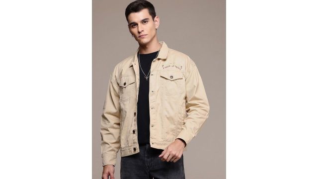 Roadster The Life Co. Relaxed Fit Graphic Printed Pure Cotton Tailored Jacket