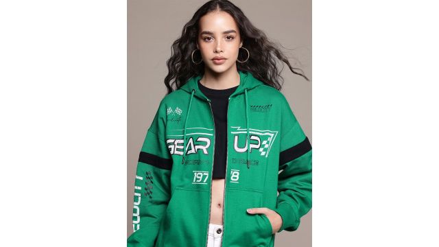 Roadster The Lifestyle Co. Women Printed Hooded Sweatshirt