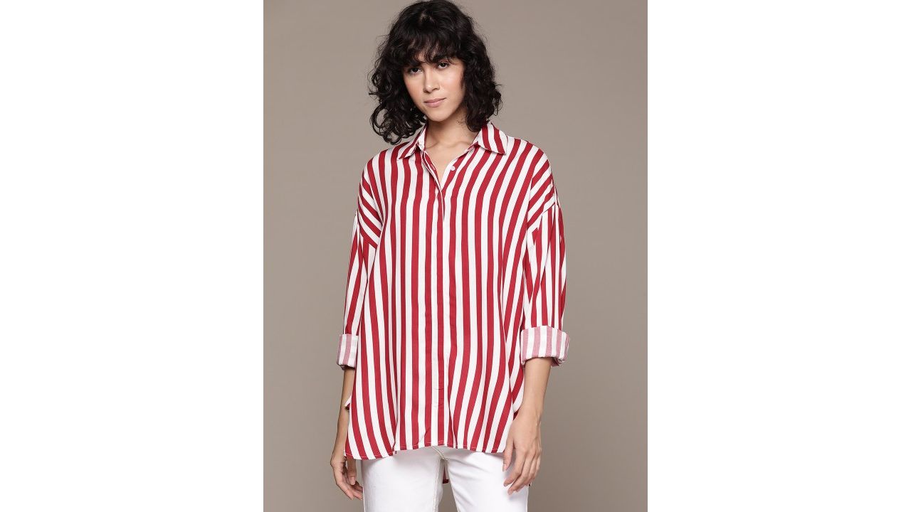 Roadster Women Classic Tailored Fit Striped Casual Shirt