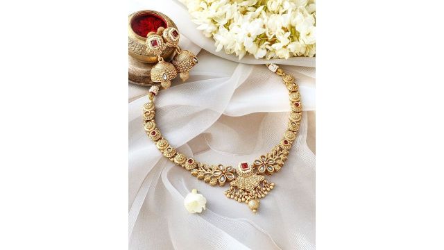 Rubans 24K Gold-Plated Floral Design Necklace Set