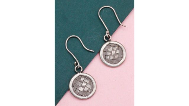 SANGEETA BOOCHRA Sterling Silver Oxidised Geometric Drop Earrings