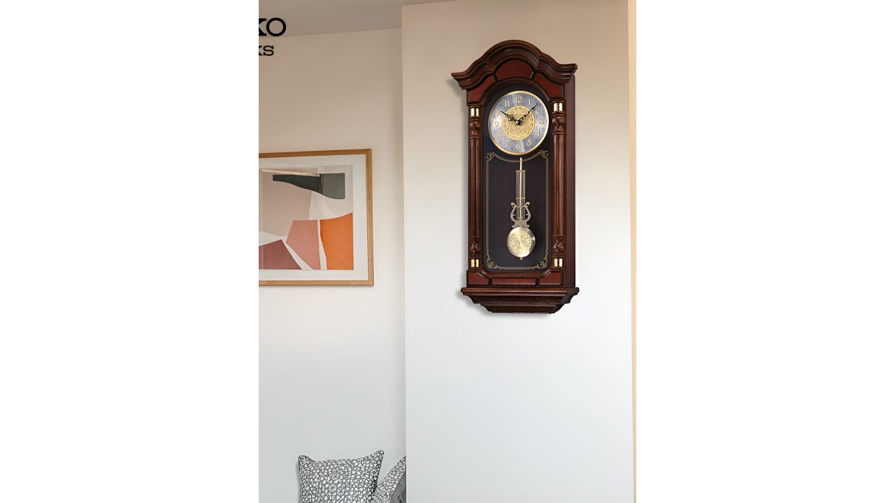 SEIKO Brown Printed Abstract Shaped Wall Clock