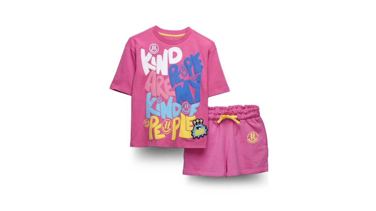 SPUNKIESGirls Typography Printed T-shirt With Shorts