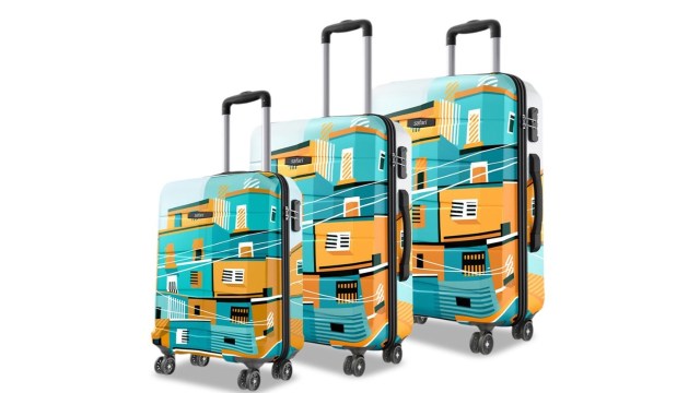 SafariOasis Neo Set Of 3 Printed 8 Wheel Hard Sided Trolley Suitcase