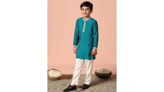 Sangria Boys Solid Silk Blend Clothing Set