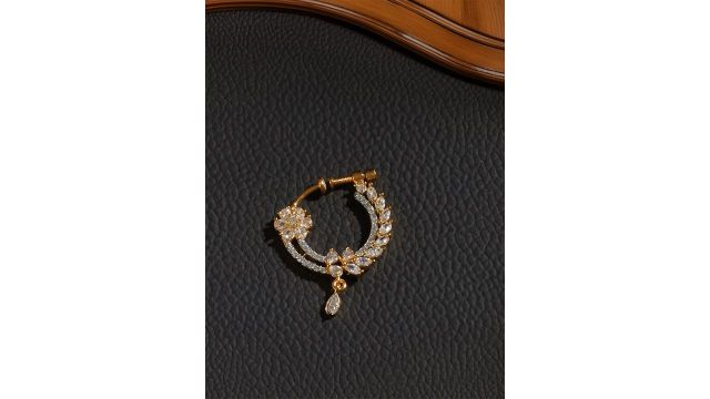 Saraf RS Jewellery Gold-Plated Handcrafted Nose Ring